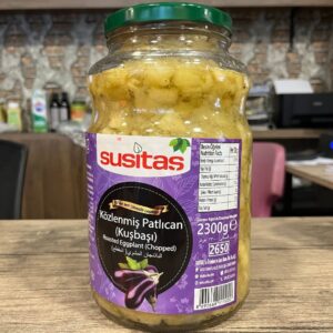 Susitas Közlenmiş Patlıcan Kuşbaşı (Net: 2650 g / Süzme: 2300 g) – Odun Ateşinde Közlenmiş